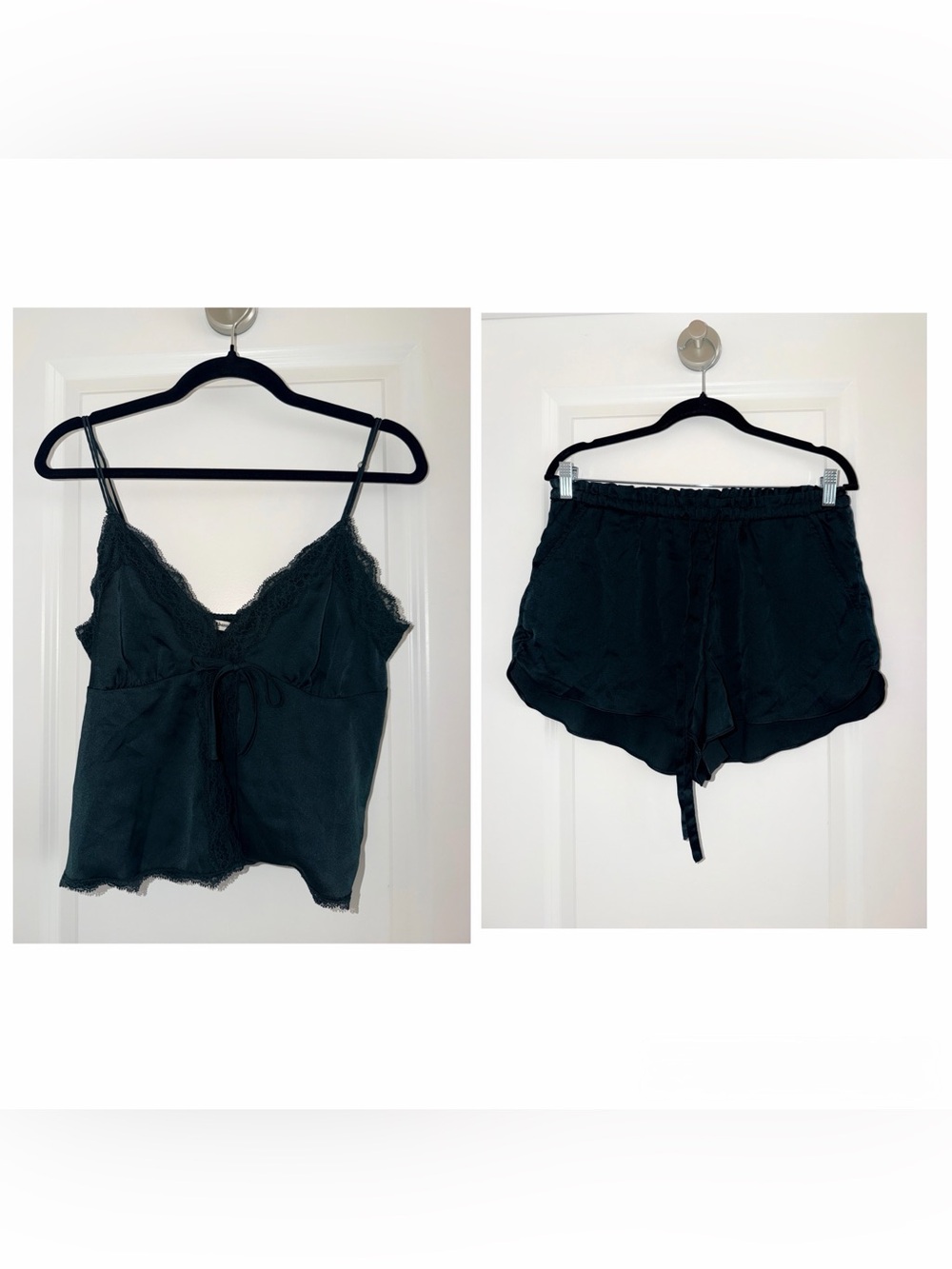 Abercrombie & Fitch Black Lace-Trim Cami and Shorts Sleep Set